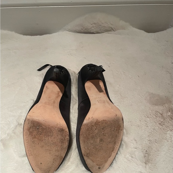 BCBG MaxAzria Anya Black Satin Peep Toe Heels - Picture 6 of 6